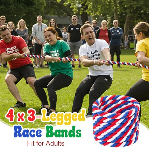 65 Pcs Outdoor Carnival Yard Game Set Include Giant Granny Pants and Bouncy Balls Ring Toss Game Tug of War Rope 3 Legged Race Egg and Spoon Medals for Carnival Yard Family Reunion Backyard