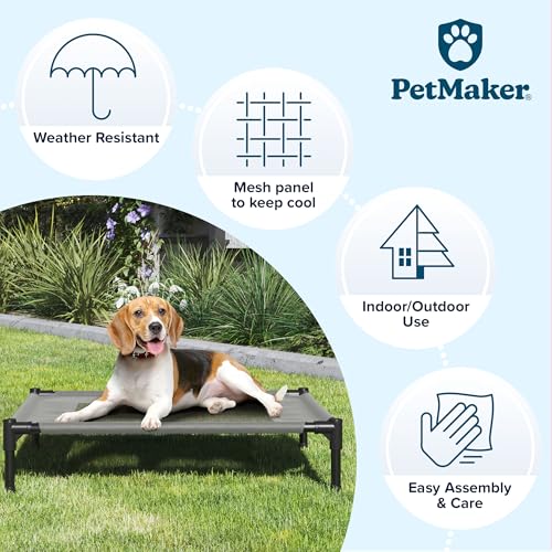 Elevated Dog Bed - 30x24-Inch Portable Pet Bed with Non-Slip Feet - Indoor/Outdoor Dog Bed or Puppy Cot for Pets up to 50lbs by PETMAKER (Gray) - color: Gray, size: Medium