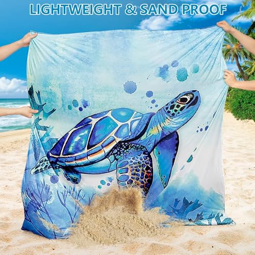 HIHOHO Beach Blanket Waterproof Sandproof Beach Mat 79”x 108” for 1-8 Adults Quick Drying Durable Outdoor Picnic Mat for Beach Festival Travel Camping Hiking (Seaturtle-Medium, 79"×108"(6 Person)) - color: Seaturtle-medium, size: 9' x 6'7" (6 Person)