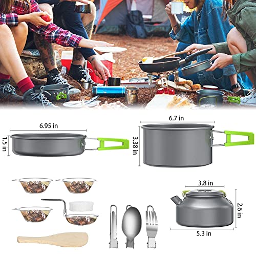 aiGear Camping Cooking Set Cookware Mess Kit with Storage Bag Pot Pan Set Camping Accessories for Outdoor Camping Hiking Picnic Portable and Lightweight Aluminum - color: Black12pcs
