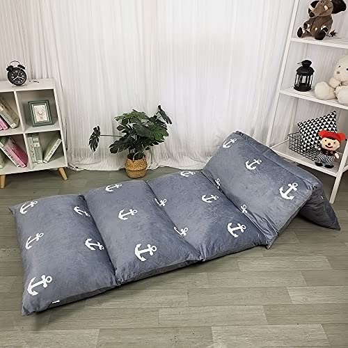 ICOPUCA Floor Lounger Pillow Casing for Boy Girl, Soft Minky Plush, Anchor Print, Cover/Sleeve/Casing Only! Perfect for Reading and Watching TV Cushion - Excellent for Sleepovers, King Size - color: Grey Anchor, size: King (Pack of 1)