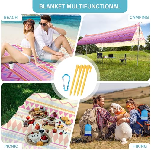 Beach Blanket 78''×110'' Suits 1-7 Adults Waterproof Sandproof Oversized Lightweight Blanket Packable Large Picnic Mat for Beach Travel Camping Picnic Hiking - color: Boho, size: 78''x110''