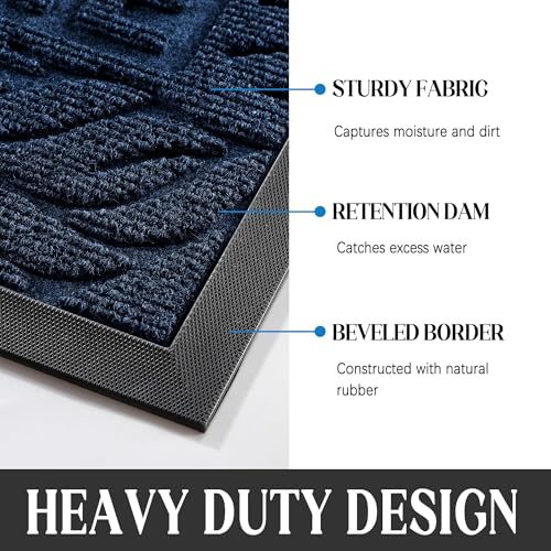 Yimobra Large Welcome Mat 60x36, Waterproof Non-Slip Outdoor Mats for Front Door Outside Entrance, Low-Profile Entryway Mat Indoor for Garage Patio, Blue - color: Blue, size: 60x36 Inch