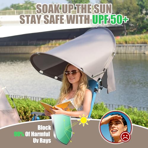 XL Universal Wind-Resistant Chair Umbrella Canopy, Extra Large Foldable UPF 50+ Sun Shade Attachment with Adjustable Clamp, Fits Most Beach, Camping, Lawn, Sports, Zero Gravity Chairs, Patented - style: XL