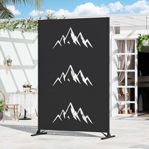 Modern Shade 4x6 FT Metal Privacy Screen with Artistic Modular Designs Decorative Patio Privacy Fence & Garden Divider, Freestanding Outdoor Metal Fence Panel, Weather-Resistant (Summit Horizon) - size: 1 Panel (Summit Horizon)