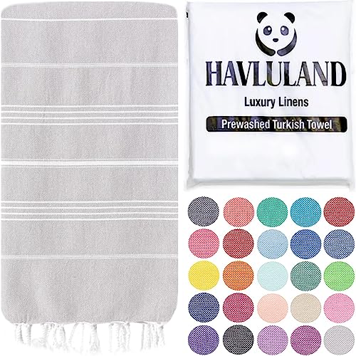 HAVLULAND Turkish Beach Towels, Oversized 40"x72" Turkish Bath Towel, Highly Absorbent Quick Dry Sand Free Beach Towels for Beach Pool Spa Gym Yoga Travel Camping Picnic Blanket - Light Grey - color: Light Grey