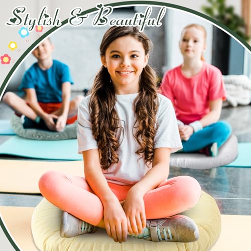 Jerify Floor Pillow Cushions Large Round Square Large Meditation Floor Pillow for Classroom Adult Meditation Picnic Party Seating Learning Daycare School(Round,Macaroon,4 Pcs) - color: Macaroon, size: Round