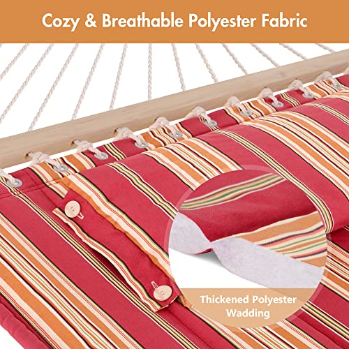 ANOW Outdoor Hammock with Stand 12FT, Heavy Duty Hammocks with Stand Included, 450 LBS Weight Capacity, Red Stripes - color: Red Stripes, size: 2 Person With Stand