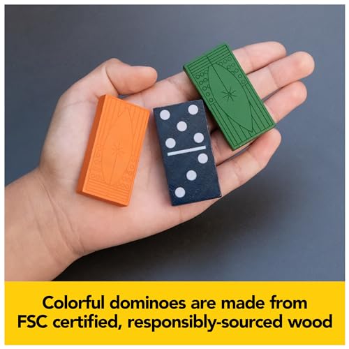 Mindful Classics, Double-Six Wood Dominoes Set Sustainable Classic Games with Wood Storage Case, for Adults and Kids Ages 8 and up - color: Double 6 Wood Dominoes Set