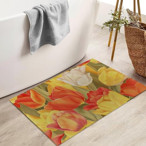 Colorful Tulip Indoor Door Mat for Entryway, 17x29.5 Inch, Vibrant Floral Design Floor Doormat for Home Decor, Non-Slip Rug Mat for Living Room, Kitchen, Bedroom, Gifts for Garden Flower Lovers - color: Color4