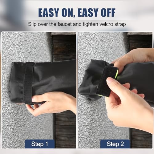 2Pack Outdoor Faucet Covers for Winter Freeze Protection, 8.5″x5.9″x1.9″ Thicker Hose Bib Insulation Cover Waterproof & Frost Free Outside Spigot Cover Bags Insulated Covers with Reflective Strips - color: 2pcs black