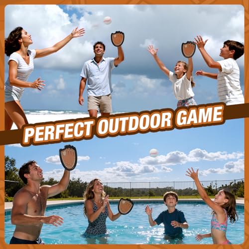 HYES Toss and Catch Ball Set, Outdoor Games for Kids, Beach Yard Camping Toys for Adult & Family, Kids Baseball Glove for 3 4 5 6 7 8+ Year Old Boys & Girls (2 Paddles & 3 Balls) - style: 2 pack
