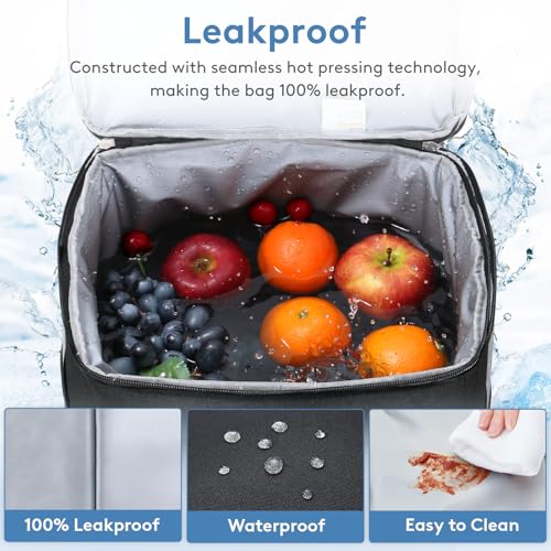 Lifewit Cooler Bag 30/50/60 Cans Collapsible and Insulated Large Lunch Bag Leakproof Soft Cooler Portable Tote for Camping/BBQ/Family Outdoor Activities - color: Black, size: 30-Can(20L)