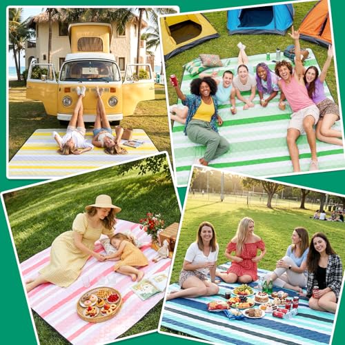 Waterproof Beach Blanket Picnic Outdoor Camping Mat Oversized Extra Large Foldable Sandproof Sand Free Resistant Big XL Giant Towel Hawaii Honeymoon Essentials Women Summer Must Have Vacation Gift - color: Multi Navy