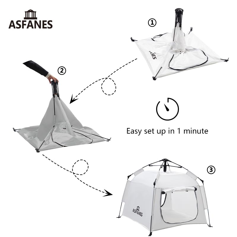 ASFANES Outdoor Pet Automatic Camping Tent, Pop up Cave Bed for Indoor Cats and Small Dogs, Portable Cat House Dog House, White.(No Ventilation mesh, Door Must be Left Open for use) - style: White
