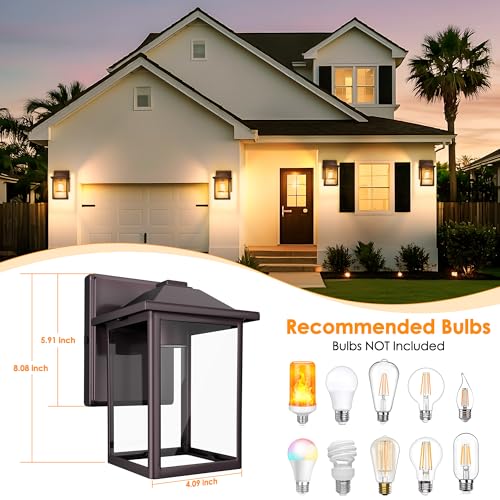 MATAMEYE Outdoor Wall Lantern, Exterior Waterproof Wall Sconce Light Fixture, Dark Chocolate Front Door Mounted Lighting with Glass, Anti-Rust Porch Lamp - color: Dark Chocolate, size: 8.08 inch