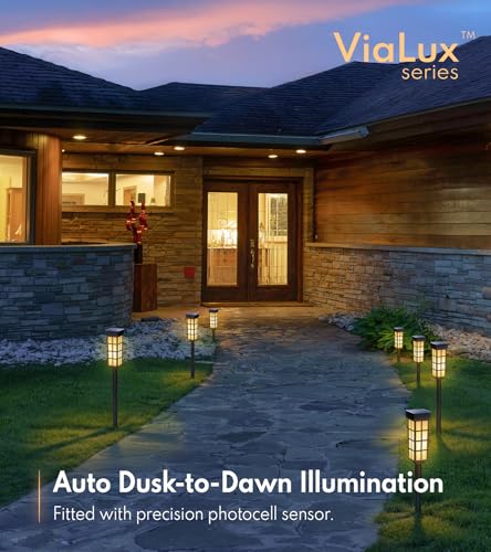 PASAMIC Solar Pathway Lights Outdoor, 24 Inch Tall Solar Landscape Lights, IP65 Waterproof Outdoor Lights, Warm White LED Solar Garden Lights for Yard Patio Lawn Driveway Walkway Path Lighting - color: Black（Acrylic）