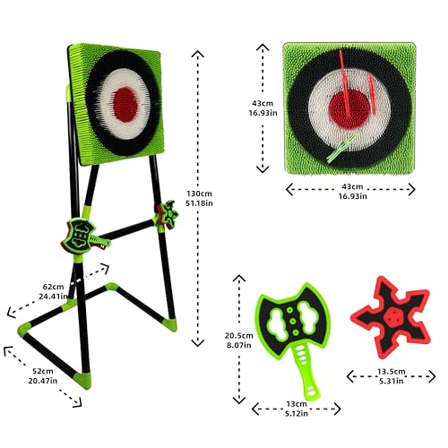 BunnyBoo Family Axe Throwing Game for Backyard Fun - color: green, size: 17" Bristle Target