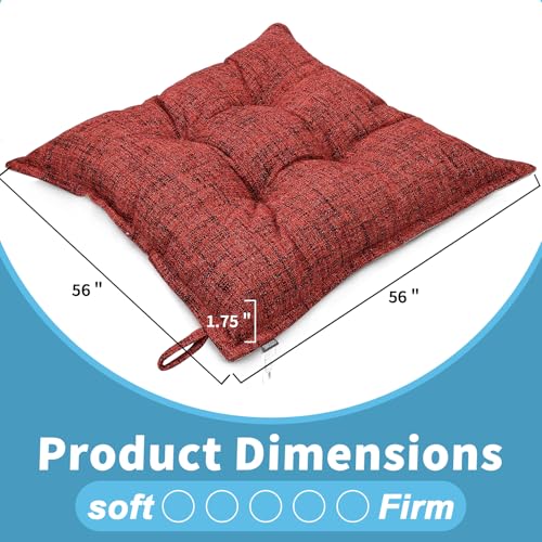 SINSOSSO Large Floor Pillow 22", Thickened Bite-Size Memory Foam Square Non-Slip Cushion for Office Back Support/Indoor Yoga/Chair Seat, Fashionable Color-Blocked Fabric & Washable, Red, 1 PCS - color: Red
