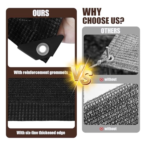 90% Sun Shade Cloth for Garden, 6.5 * 10FT Heavy Duty Shade Tarp with Grommets & Reinforced Edges - UV Resistant Sunblock Net for Patio, Backyard, Greenhouse, Kennel, Pergola, Black