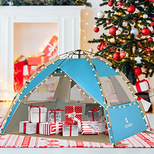 G4Free Deluxe XL Pop Up Beach Tent, 3-4 Persons Easy Setup Sun Shelter Canopy with UPF 50+ UV Protection Extral Wide 70.9 in - color: Large New Lake Blue