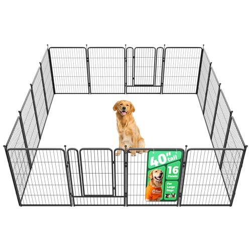FXW Rollick Unleashed Dog Playpen for Indoor, Yard, RV Camping, 40 inch 16 Panels for Medium and Large Dogs│Patented - color: Black, size: 40"H