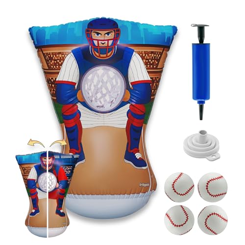 Pitching Target for Kids – Double-Sided Baseball Training Equipment for Indoor & Backyard Baseball Practice, Inflatable Strike Zone with Balls & Pump, Ages 3+