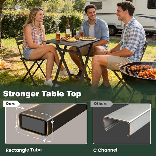 SUNNYFEEL Folding Camping Table - Lightweight Aluminum Portable Picnic Table, 18.5x18.5x24.5 Inch for Cooking, Beach, Hiking, Travel, Fishing, BBQ, Indoor Outdoor Small Foldable Camp Tables - color: Coffee-2set