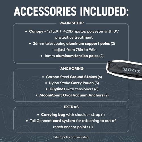 MoonShade Portable Vehicle Awning, Extra Large 12' x 9' Lightweight Canopy for Trucks, SUVs, Vans, Campers & Outdoor Adventures (Shadow Blue XL) - color: Shadow Blue XL