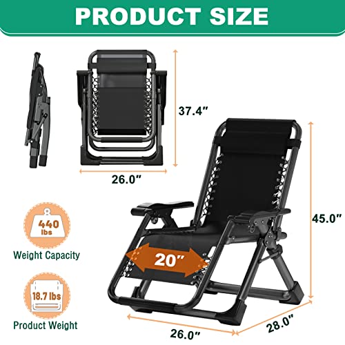 LILYPELLE Zero Gravity Chair, Premium Lawn Recliner Folding Portable Chaise Lounge with Detachable Cushion, Headrest and Cup Holder, Reclining Patio Lounger Chair - color: Linen Green, style: Zero Gravity Chair