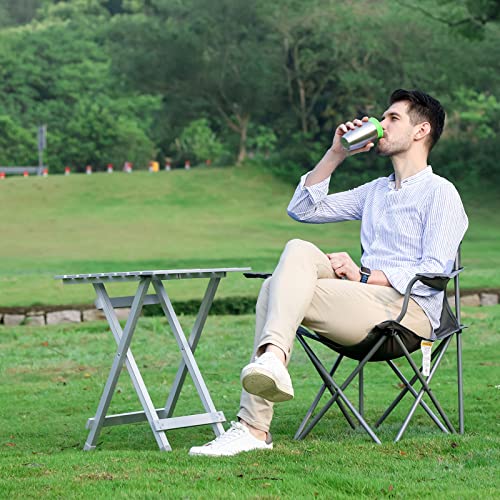 SUNNYFEEL Folding Camping Table - Lightweight Aluminum Portable Picnic Table, 18.5x18.5x24.5 Inch for Cooking, Beach, Hiking, Travel, Fishing, BBQ, Indoor Outdoor Small Foldable Camp Tables - color: Silver-1set