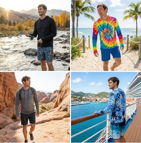 INGEAR Men’s UPF 50+ Sun Hoodie - Lightweight UV Protection Fishing Shirt, Quick-Dry Moisture-Wicking Rash Guard with Pocket - color: Charcoal, size: Medium