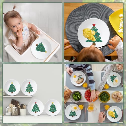 Naozinebi 4 Set 10 Inch Christmas Tree Plates Melamine Christmas Dinnerware Set Reusable Xmax Holiday Melamine Plate Dishwasher Creatively Drop Resistant Cute Plastic Dish - style: Christmas Tree