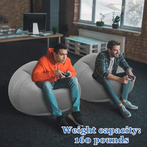 Realspring Inflatable Bean Bag Chairs Outdoor Blow up Camping Chairs Inflatable Lazy Sofa Folding Portable Bean Bag Loungers Couch for Movie Night(Dark Gray,2 Pcs) - color: Dark Gray