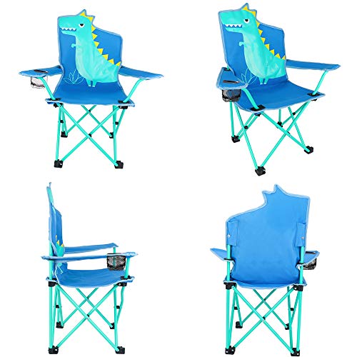 KABOER Kids Outdoor Folding Lawn and Camping Chair with Cup Holder and Carrying Bag, Children's Camping Chairs - color: Dinosaur