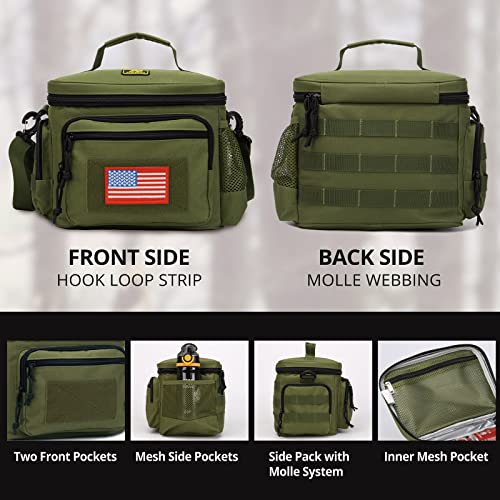 ATRIPACK Lunch Box for Men, Tactical Lunch Bag MOLLE Webbing Leakproof Insulated Large Lunch Cooler Women Adult Meal with Adjustable Shoulder Strap Durable Lunch Pail (Green) - color: Green, size: Medium