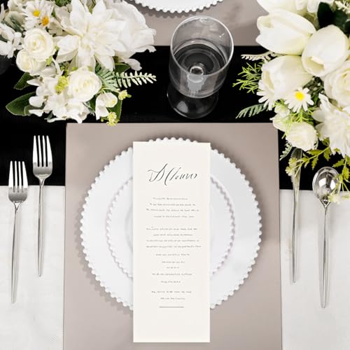 U-QE 60PCS White Plastic Plates - Fancy Beaded Plates Disposable Heavy Duty - Premium Hard Plastic Plates for Party, Wedding & Birthday Including 30 Dinner Plates 10" & 30 Dessert Plates 7" - color: White