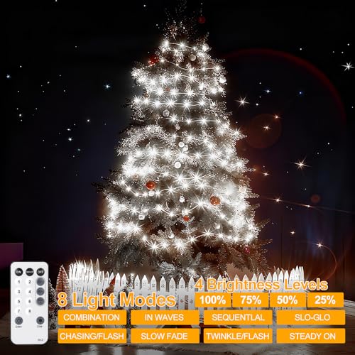 OGORI 328FT 1200LED Fairy Lights Outdoor, Cool White Fairy String Lights 8 Modes Remote & Timer, IP67 Waterproof Fairy Tree Lights for Bedroom, Wedding, DIY, Centerpiece, Christmas Decorations - color: Cool White, size: 328FT 1200LED