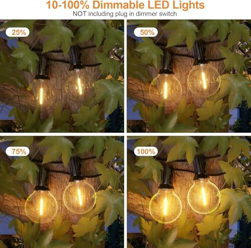 GPATIO Outdoor String Lights, 50FT G40 Bulbs Shatterproof Patio Lights, Waterproof Dimmable Hanging Outdoor Lights, Connectable LED Outside Lights for Backyard Yard Gazebo Porch Party - size: 50FT