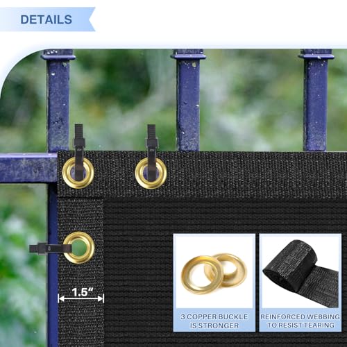 E&K Sunrise 6' x 40' Privacy Fence Screen with Grommets, Outdoor Windscreen Fence Covering Privacy Screen UV Blockage for Backyard Garden Patio, Zip Ties Included (Black) - color: Black, size: 0 6' x 40'