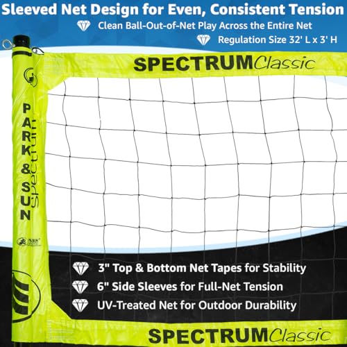 Park & Sun Sports Spectrum Classic: Adjustable Professional Outdoor Volleyball Net System - color: Yellow