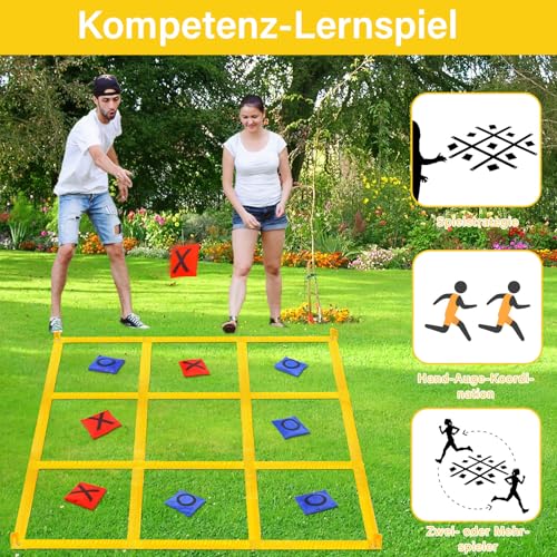Giant Tic Tac Toe Outdoor Games for Kids Adults Family, Portable Tic Tac Toe Bean Bag Toss with 10pcs Bean Bag, Large Outdoor Lawn Backyard Games Carnival Field Day Game - color: purple