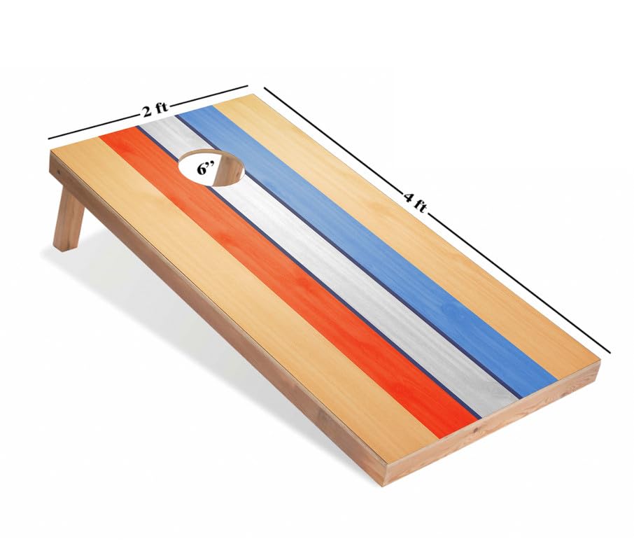 World Series of Cornhole Regulation Size Cornhole Boards – Lightweight & Durable All-Wood Construction | Backyard Bean Bag Toss Set | Rugged Outdoor Game for Tailgates, BBQs, & Backyard Battles - color: Retro USA Striped