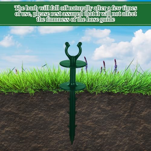 Blulu 15 Pcs 2 in 1 Garden Hose Guide, Universal 10 Inch Hose Guide Stakes with Barbs, Water Sprinkler Support Spike to Keep Off Lawn for Yard Lawn Garden Flower Plant Tool(Green) - color: Green