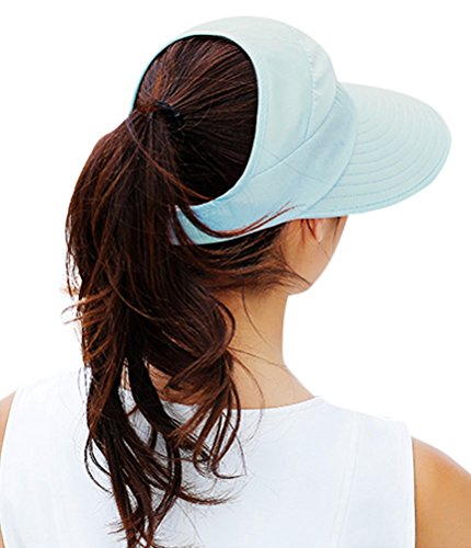Sun Hats for Women Wide Brim Sun Hat UV Protection Caps Floppy Beach Packable Visor - color: Sky Blue