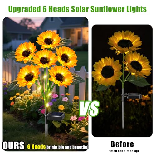 ostritec Sunflower Solar Lights Outdoor Decor, 4 Pack Solar Garden Decor 24 Waterproof Solar Sunflower Outdoor Lights for Garden Patio,Flower Bed, Pathway, Gift for Women, Mom, Grandma - style: Sunflower-4 Pack