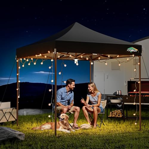 COBIZI 10x10 Pop Up Canopy Tent Heavy Duty with 4 Sidewall, Commercial Outdoor Easy Pop Up Gazebo for Party Wedding All Weather Waterproof UV 50+ with Carry Bag(Leg Upgraded),Black - color: Black, size: 10x10 FT