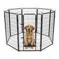 Amazon Basics Dog Playpen, 8 Panels Metal Fence with Door, Foldable for Indoor and Outdoor Use, Suitable for Small to Medium Sized Dogs, 42 Inch Height, Black - style: 8pcs-42"