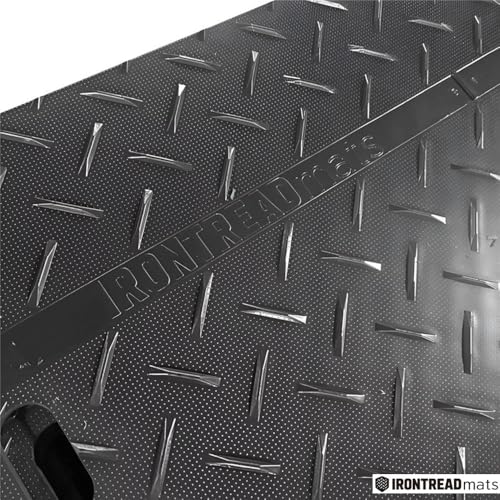 Ground Protection Mat 2’ x 8’ – ½” Thick - Recyclable HDPE Diamond Tread Pattern - Non-Slip Reusable Waterproof - Driveway & Construction Mats for Equipment & Landscaping – 5 Pcs Pack