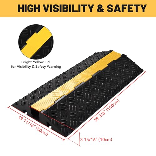 Yescom Cable Ramp Protector 1 Channel Garden Hose Protecitive 44000 Lbs Load Capacity Heavy Duty, 39.37"x22.83"x4.72" Speed Bump for Road, Driveway, Walkway and Commercial Use - size: 3.9"h - 1 Channel